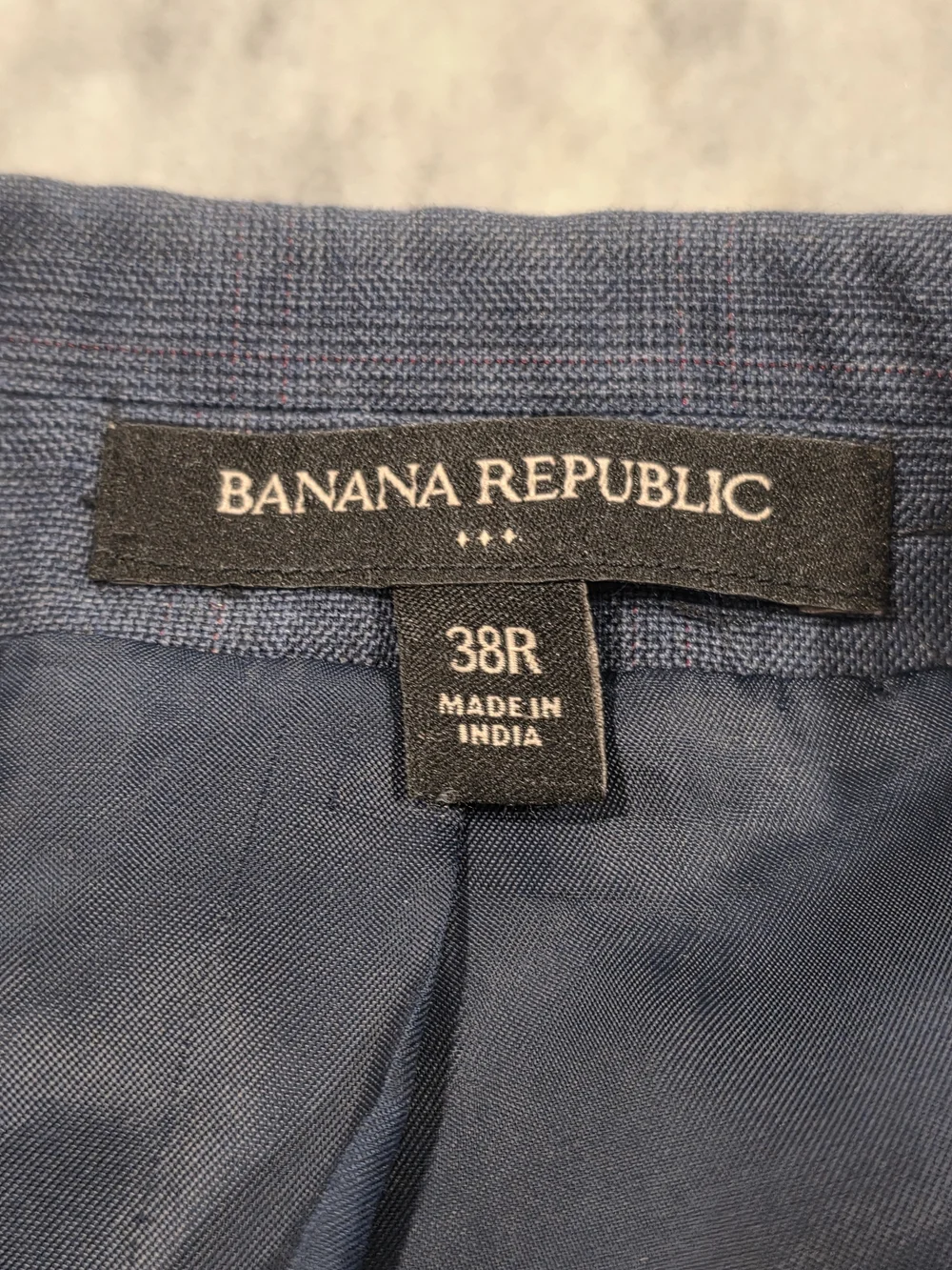 38R Men's Banana Republic Blazer Blue Tartan Plaid Slim Fit Sport Coat